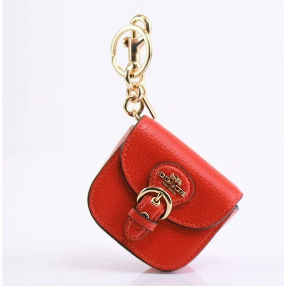 NWT Coach Saddle Bag Charm Keychain in Red - Picture 4 of 12